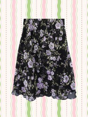 Vintage Y2K Dress Barn Flowy Floral Mid Length Skirt 90s/2000s Aesthetic Medium